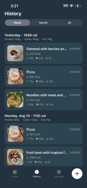 History screenshot